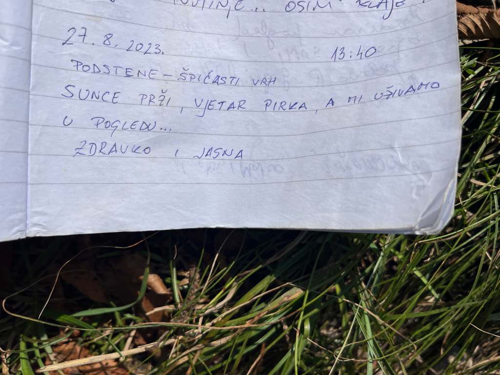 Brod Moravice - Špičasti vrh, na vrhu upis i pečat HPS-a.