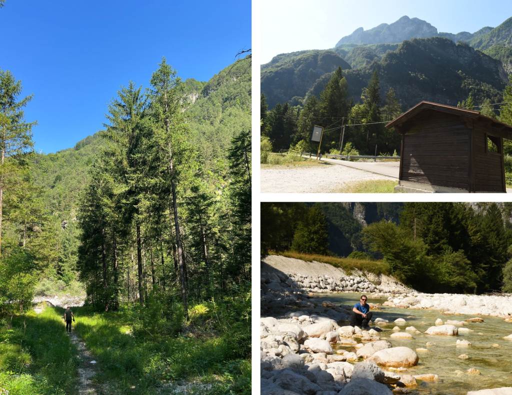 Cima di Terrarossa, rječica Rio Impresis i planinska cesta.